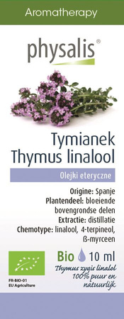 Olio essenziale di Timo, Thymus zygis linalol (Tijm linalool) biologico 10 ml – Physalis
