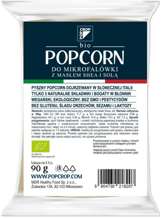 Popcorn di mais giallo al karité e sale per microonde senza glutine bio 90g - Popcrop