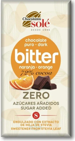 Cioccolato fondente 72% cacao senza zuccheri aggiunti all'arancia con stevia 100 g – Chocolates Sole