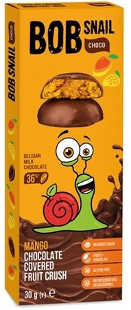 Spuntino al mango ricoperto di cioccolato al latte 30 g – Bob Snail