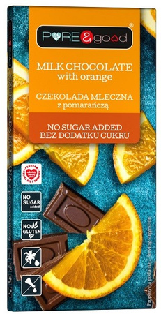 Cioccolato al latte all'arancia senza zuccheri aggiunti 75 g - Pure&amp;Good