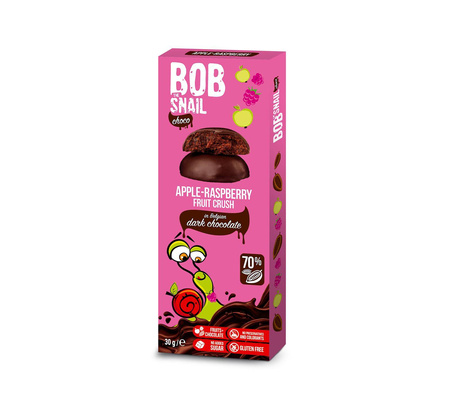 Snack di mele e lamponi in cioccolato fondente 30 g