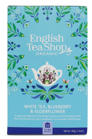 Tè bianco con sambuco selvatico e mirtillo (20x2) Biologico 40 g – English Tea Shop