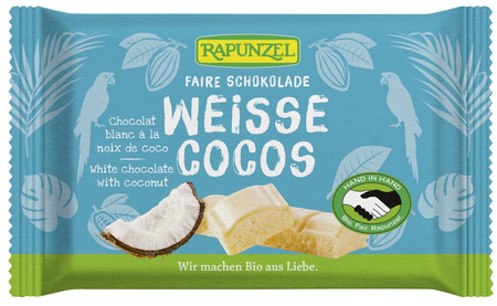 Cioccolato bianco con scaglie di cocco Biologico 100 g – Rapunzel