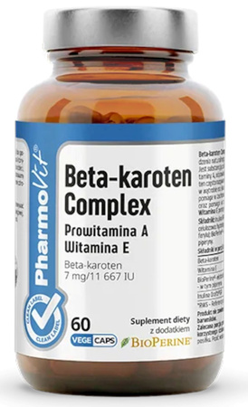 Complesso di betacarotene integratore alimentare senza glutine 60 capsule - Pharmovit (Clean Label)