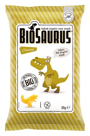 Soffietti di mais a forma di dinosauro al gusto di formaggio senza glutine Biologico 30 g – Biosaurus
