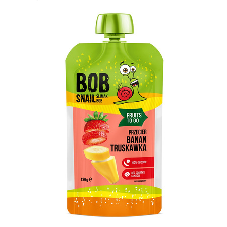 Purea di frutta Fruits To Go banana e fragola senza zuccheri aggiunti 120 g – Bob Snail