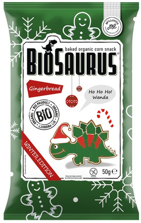 Puff di mais Dinosauri Invernali al gusto di pan di zenzero senza glutine Biologico 50 g – Biosaurus