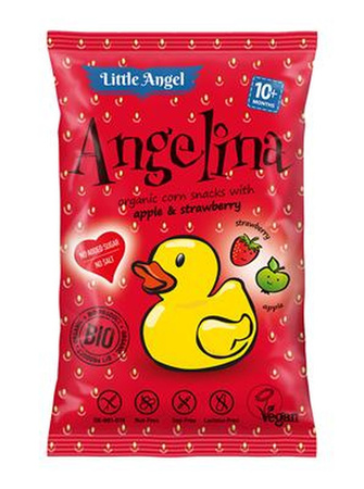 Patatine di mais Angelina alla fragola e alla mela, da 10 mesi, senza glutine bio 30 g