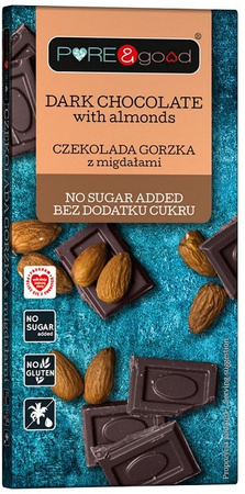 Cioccolato amaro alle mandorle senza zuccheri aggiunti 75 g - Pure&amp;Good