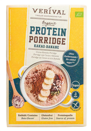 Farina d'avena sportiva al cacao e banana senza zuccheri aggiunti senza glutine BIO 350 g - Verival