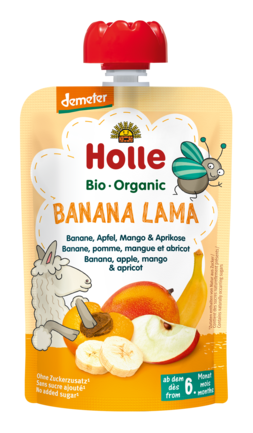 Mousse di banana - mela - mango - albicocca in tubo senza zuccheri aggiunti da 6 mesi Demeter BIO 100 g - Holle