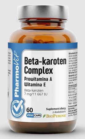 Complesso di betacarotene integratore alimentare senza glutine 60 capsule - Pharmovit (Clean Label)