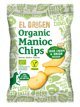 Patatine di manioca alla panna e cipolla vegan senza glutine bio 60g - El Origen