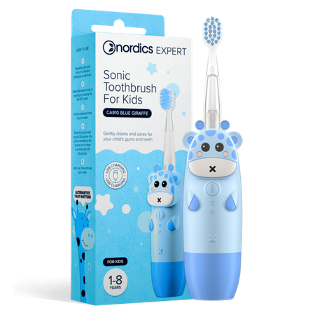 Spazzolino sonico ca910 per bambini giraffa blu - nordics expert - Nordics