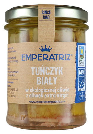 Filetti di Tonno Bianco in olio extra vergine di oliva biologico 200 g (130 g) vaso – Emperatriz