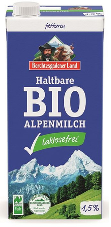 Latte uht a ridotto contenuto di lattosio (min. 1,5 % di grassi) bio 1 l - berchtesgadener land