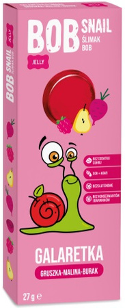 SET 24 x Merenda a base di pera, lampone e barbabietola senza zuccheri aggiunti Bob Lumaca, 27 g