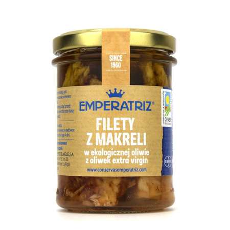 Filetti di sgombro in olio extravergine di oliva BIO 190 g (125 g) (barattolo) - Emperatriz