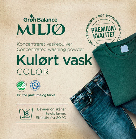 Detersivo in polvere per capi colorati (concentrato) 785 g (18 lavaggi) – Gron Balance