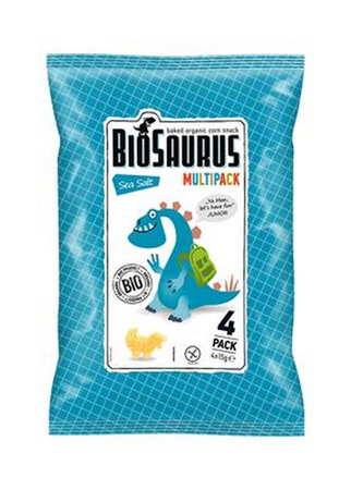 SET 10 x Patatine di mais Dinosauri con sale marino senza glutine bio 4x15g - Biosaurus