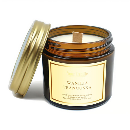 Candela profumata di soia con stoppino in legno vaniglia francese 120ml - Your Candle