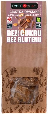 Tortine di avena con mandorle e cioccolato senza zuccheri aggiunti senza glutine 150g - Pure&amp;Good