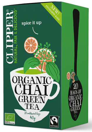 Tè verde chai con cannella e cardamomo Fair Trade Biologico (20 x 2 g) 40 g – Clipper