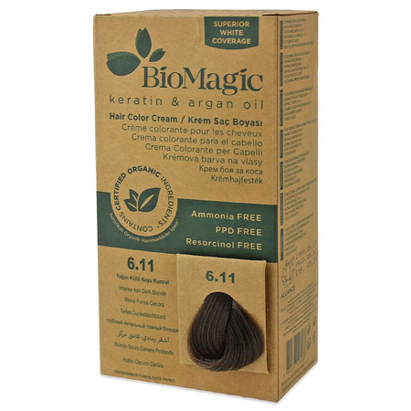 Tinta per capelli biondo scuro cenere intenso (6.11) 250 g - BioMagic