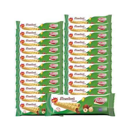 SET x24 Tondi di mais ripieni di crema al gusto di nocciola senza glutine 18g - Balila