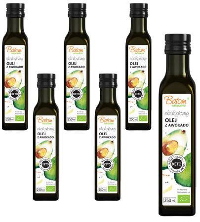 SET 6 x Olio di avocado keto spremuto a freddo bio 250 ml - Batom