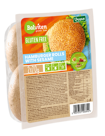 Panini per hamburger con sesamo senza glutine (2 pezzi) 140 g – Balviten