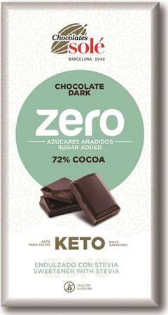 Cioccolato amaro 72% cacao senza zuccheri aggiunti con stevia KETO 100 g