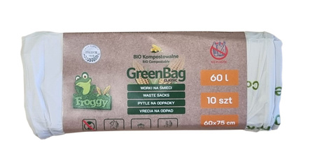 Sacchi per rifiuti organici e indifferenziati (compostabili e biodegradabili) Greenbag 60 l 10 pz – Froggy