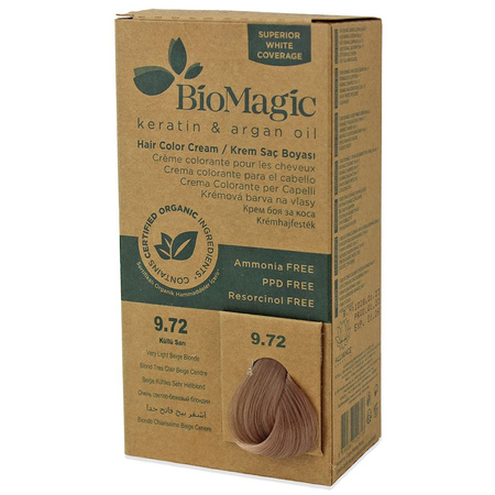 Tintura per capelli biondo beige molto chiaro (9.72) 250 g - BIOMAGIC