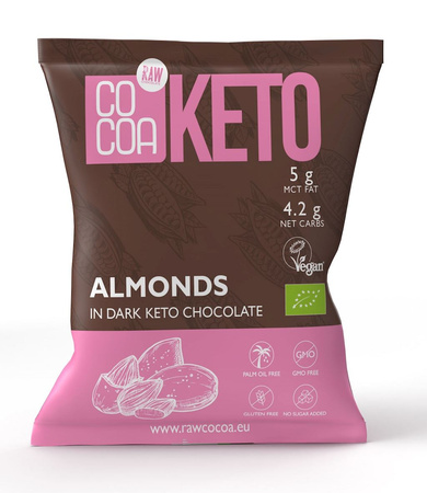 Mandorle ricoperte di cioccolato Keto con olio mct senza zucchero aggiunto bio 70 g - Cacao