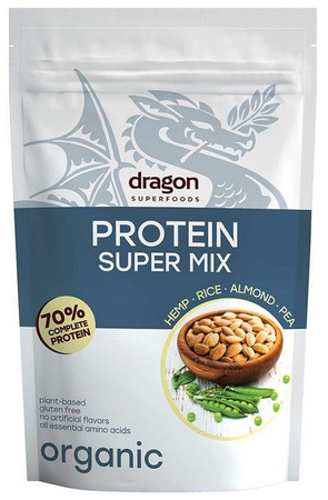 Super Mix di Proteine, 70% di proteine con aminoacidi, vegano, senza glutine, Biologico 500 g – Dragon Superfoods