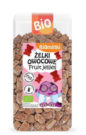 Gelatine di frutta senza zuccheri aggiunti mela - fragola, senza glutine BIO 400 g - BIO minki