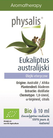 Olio essenziale eucalipto australiano (Eucalyptus radiata) Biologico 10 ml – Physalis