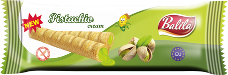 Rotolini di mais ripieni di crema al pistacchio senza glutine 18 g – Balila