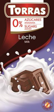Cioccolato al latte senza zucchero e senza glutine 100 g - Torras