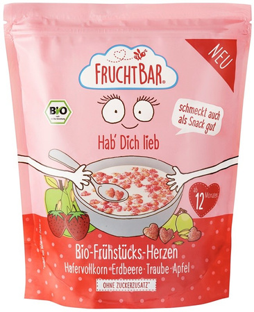 Cereali croccanti integrali all'avena con fragole, uva e mela, Biologici, dai 12 mesi, 125 g – Fruchtbar