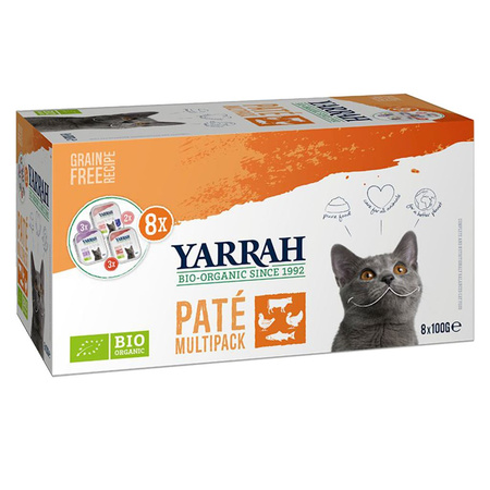Alimento per gatti multipack paté BIO (8 x 100 g) 800 g – Yarrah