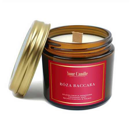 Candela di soia profumata con stoppino in legno rosa baccara 120ml - Your Candle