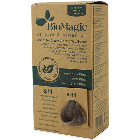 Tintura per capelli intensiva biondo chiaro cenere (8.11) 250 g - BIOMAGIC