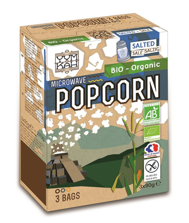 Popcorn con sale per microonde senza glutine BIOLOGICO (3 x 90 g) 270 g – Natais