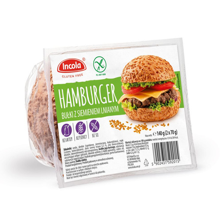 Panini per hamburger con semi di lino senza glutine (2 x 70 g) 140 g – Incola
