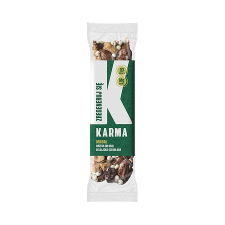 Barretta mandorla, noce, cioccolato belga 44 g – Karma