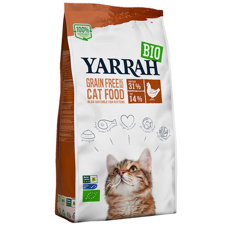 Alimento per gatti adulti con pollo e piselli Biologico 800 g – Yarrah