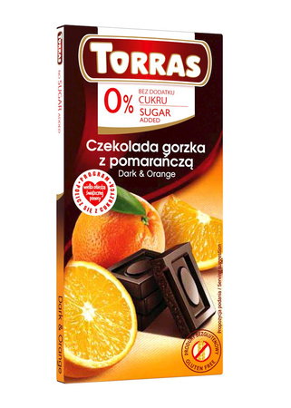 Czekolada gorzka z pomarańczami bez dodatku cukru 75 g - Torras